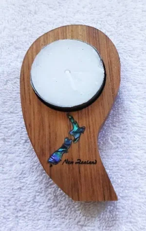 Tealight Candle Holder - Tear Drop Individual -NZ Paua with Candle