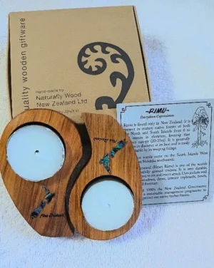 Tealight Candle Holder - Tear DropSet 2 - NZ Paua with Candle